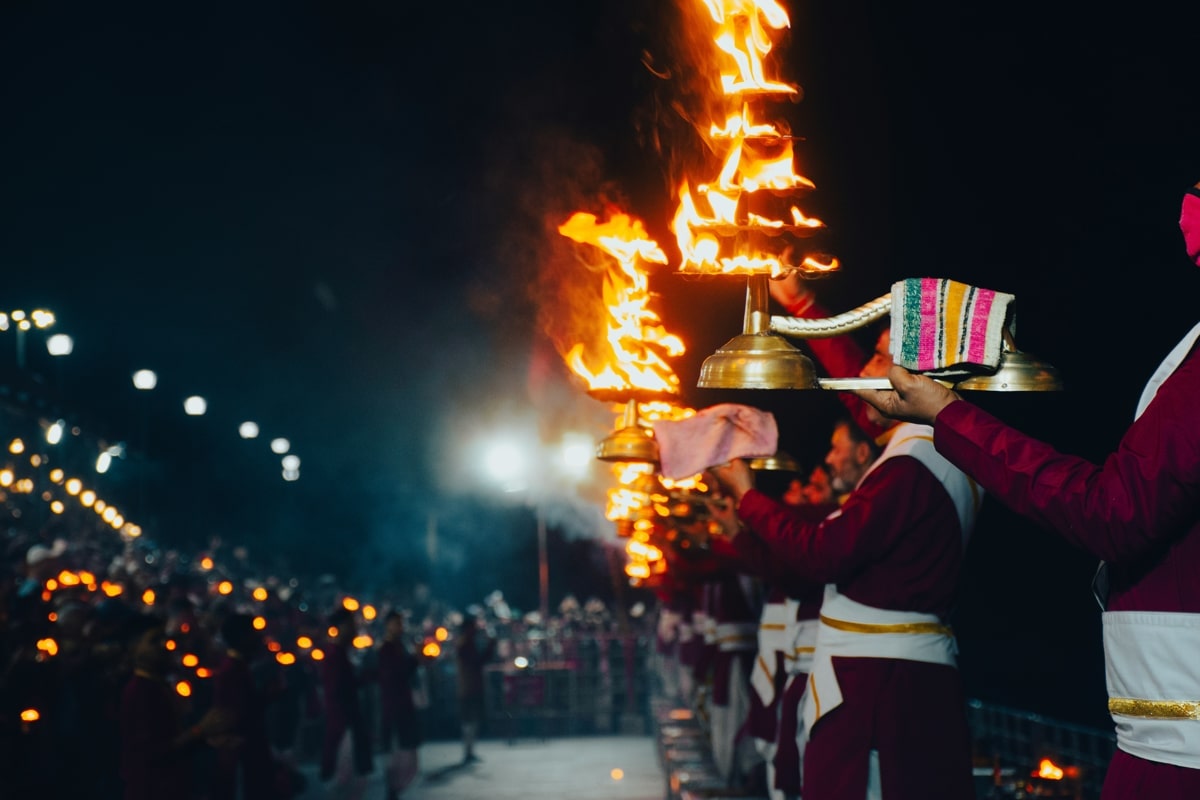 Ganga aarti at Triveni ghat in Rishikesh